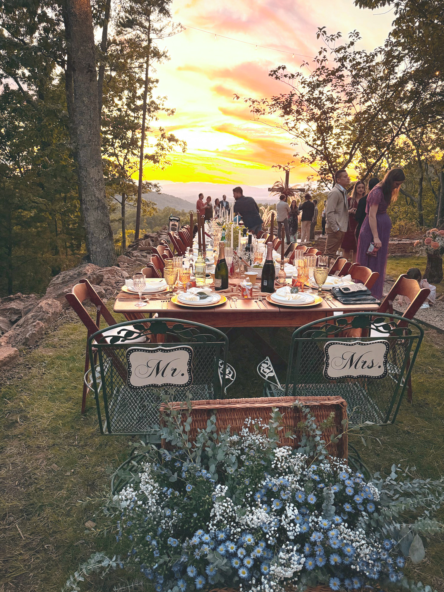 Intimate wedding dinner setup at Secluded Ridge in Western North Carolina
